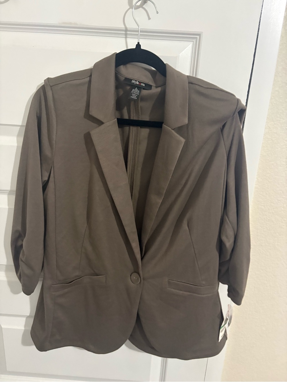 Style & Co. Taupe Single-Button Relaxed Blazer